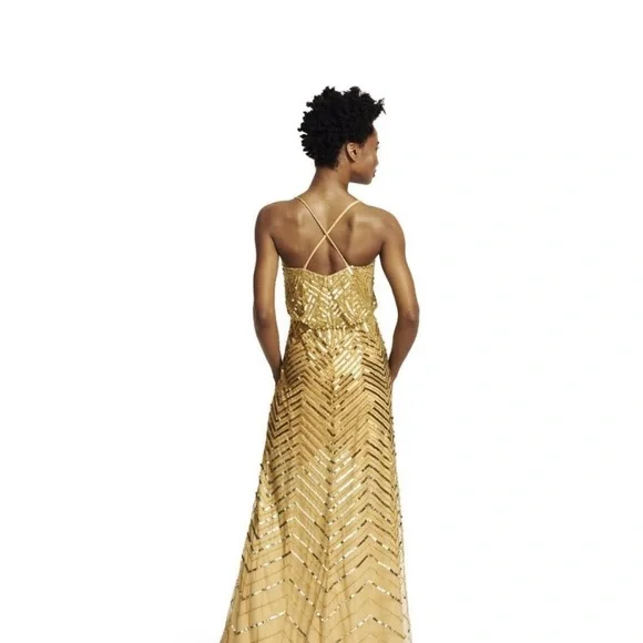 gold chevron dress Chevron Velvet Halter Midi Dress – JunesPearls main image 1